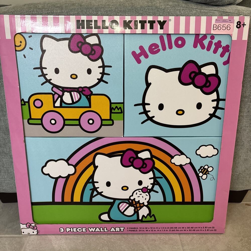 Hello Kitty Pink Girly 3 Piece Wall Art
